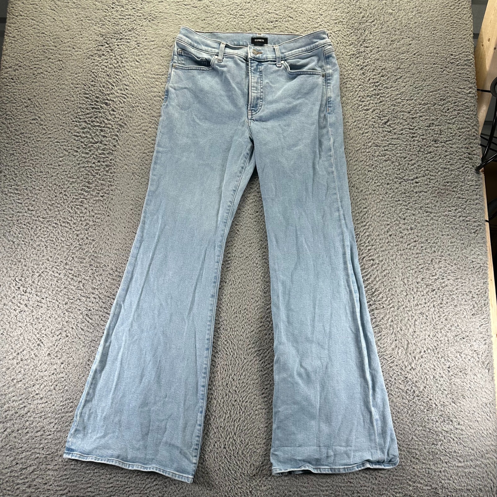 Vintage Express Jeans Womens 10 Blue Cotton Denim Flare Leg Mid Rise 70s Stretch
